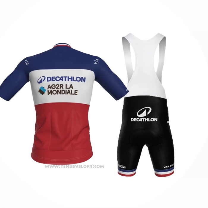 2024 Maillot Cyclisme Ag2r La Mondiale Rouge Blanc Bleu Manches Courtes Et Cuissard